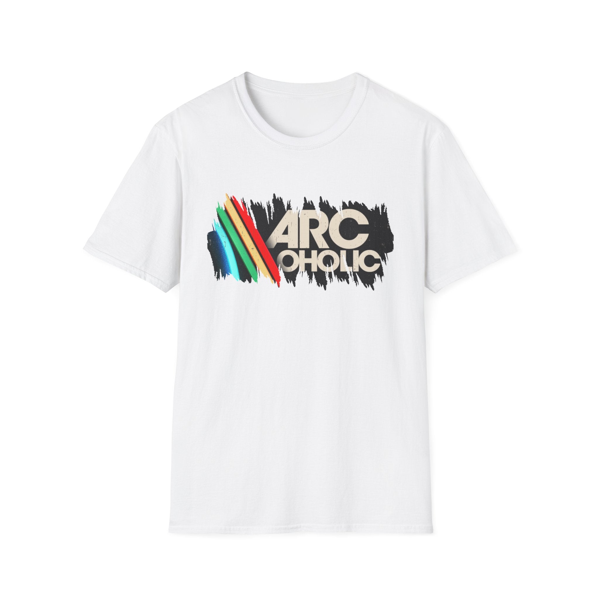 Arcaholic Graphic T-Shirt — Retro Rainbow Arc Design