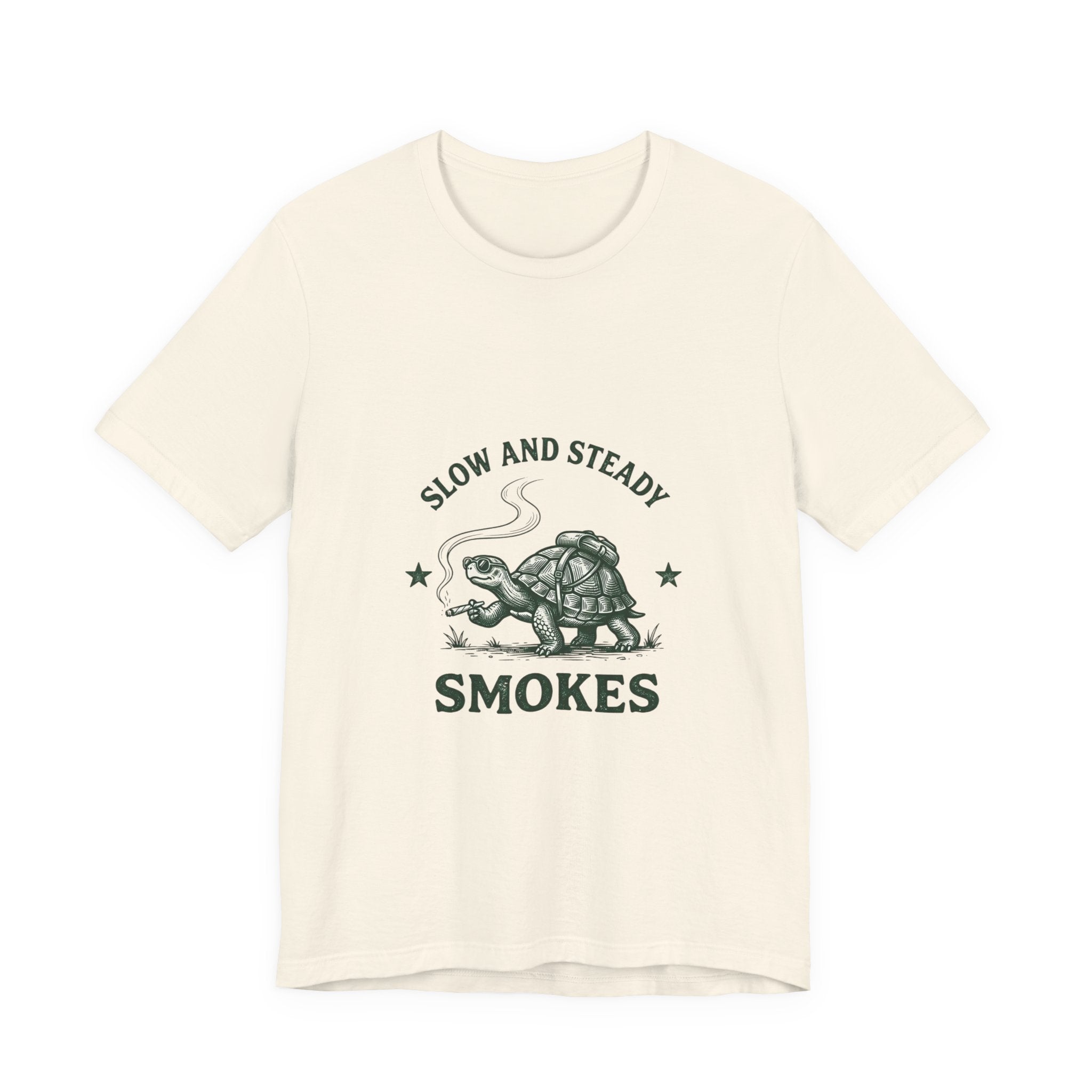 Slow and Steady Smokes Turtle Tee | 420 Stoner Humor, Retro Cannabis Graphic