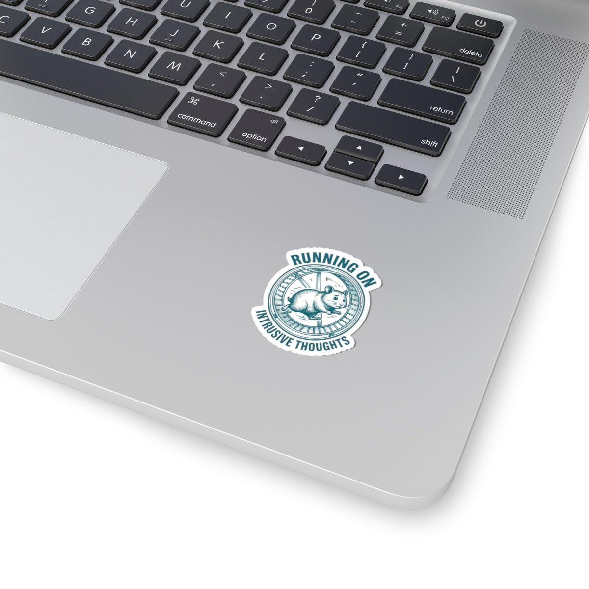Running On Intrusive Thoughts Sticker | Anxious Animal Humor vinyl kiss-cut