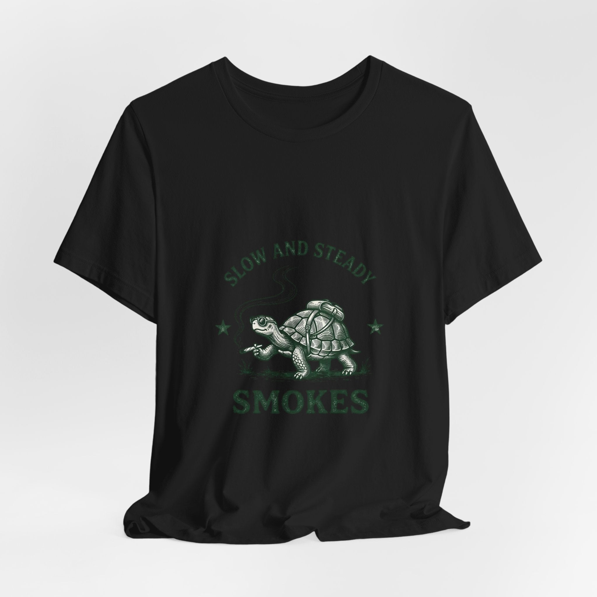 Slow and Steady Smokes Turtle Tee | 420 Stoner Humor, Retro Cannabis Graphic