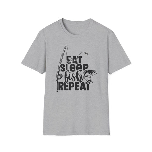 Eat Sleep Fish Repeat T-Shirt — Funny Fishing Graphic Tee for Anglers