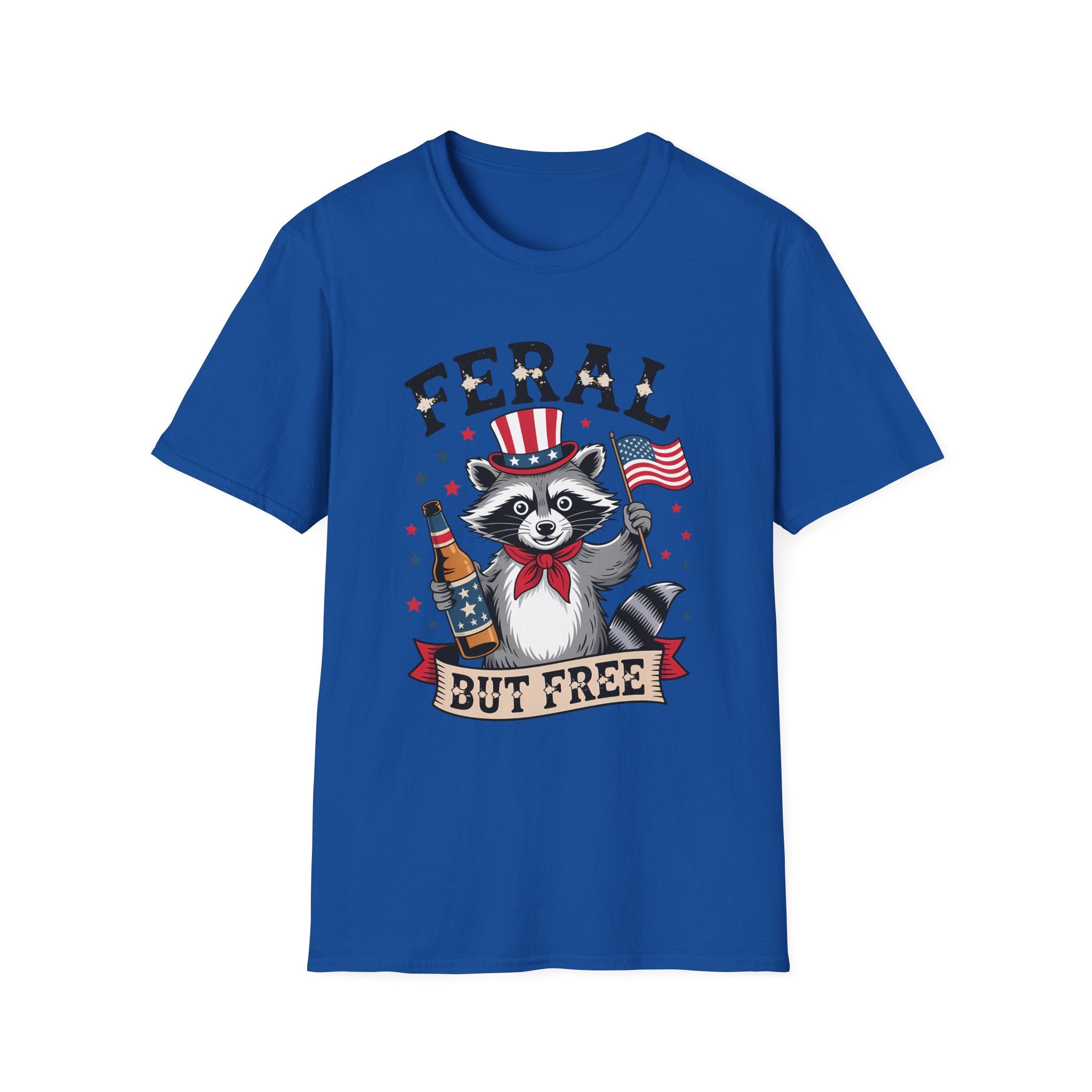 Patriotic 'Feral But Free' Raccoon T-Shirt